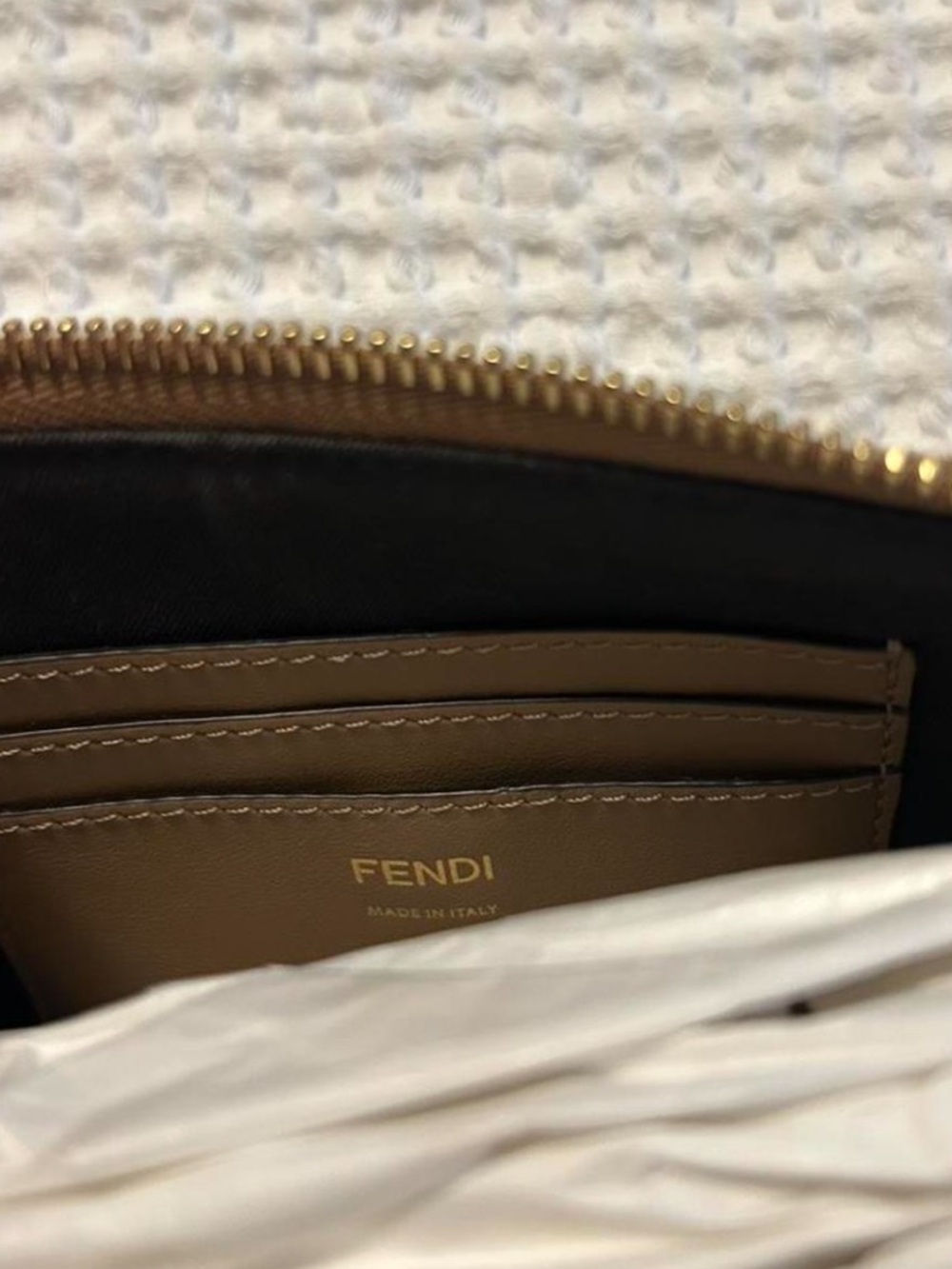 Fendi Gold-Tone Beige FF Mini Chain Bag - Picture 4 of 6